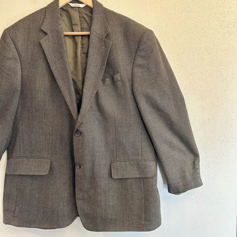 Versini Sport Coat Blazer Suit Jacket Silk/Wool Casual 2 Button Brown‎ Tan 46R